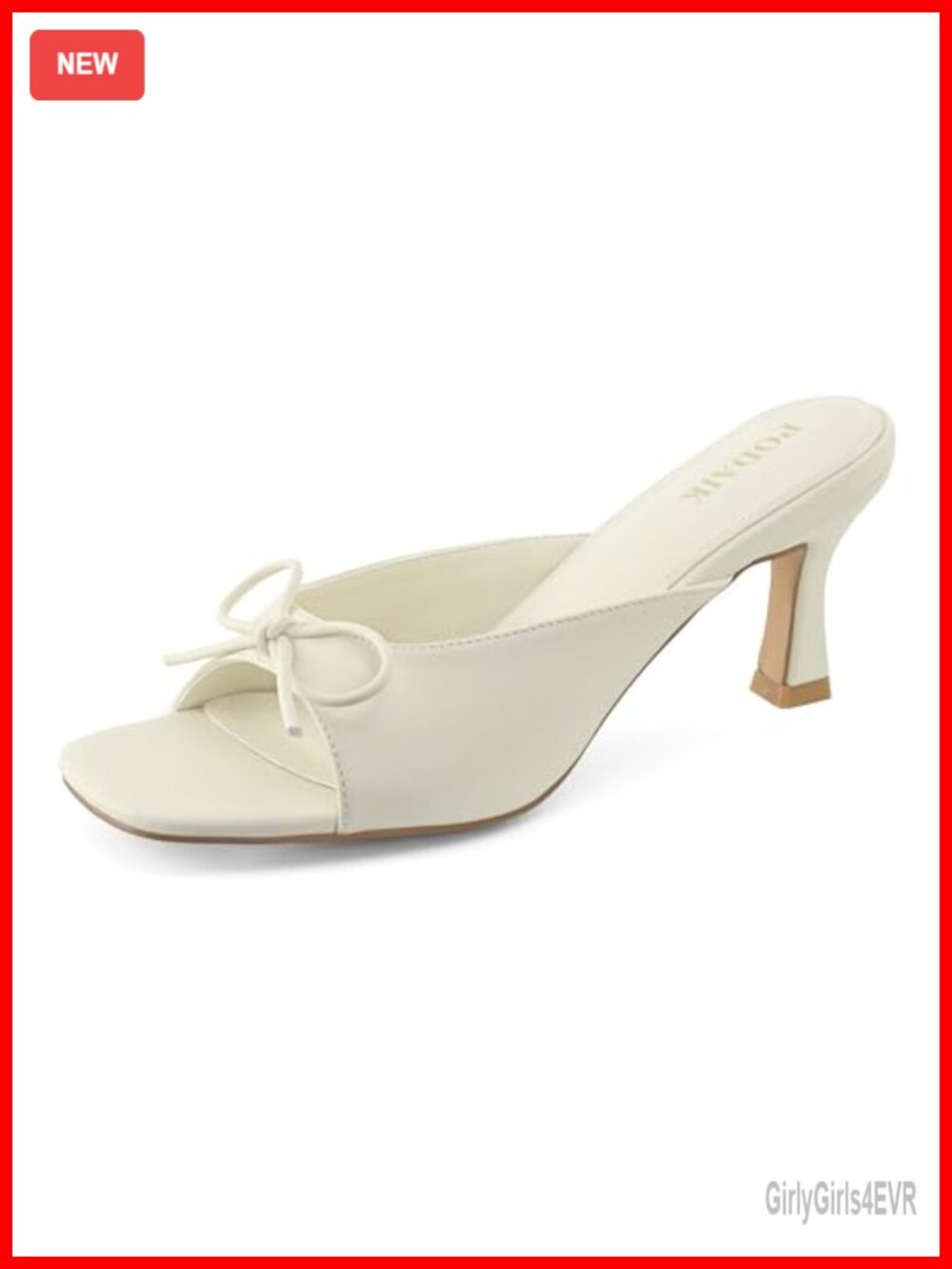 Kitten Heel Mules Square Open Toe Slip On Bow Heeled Sandals